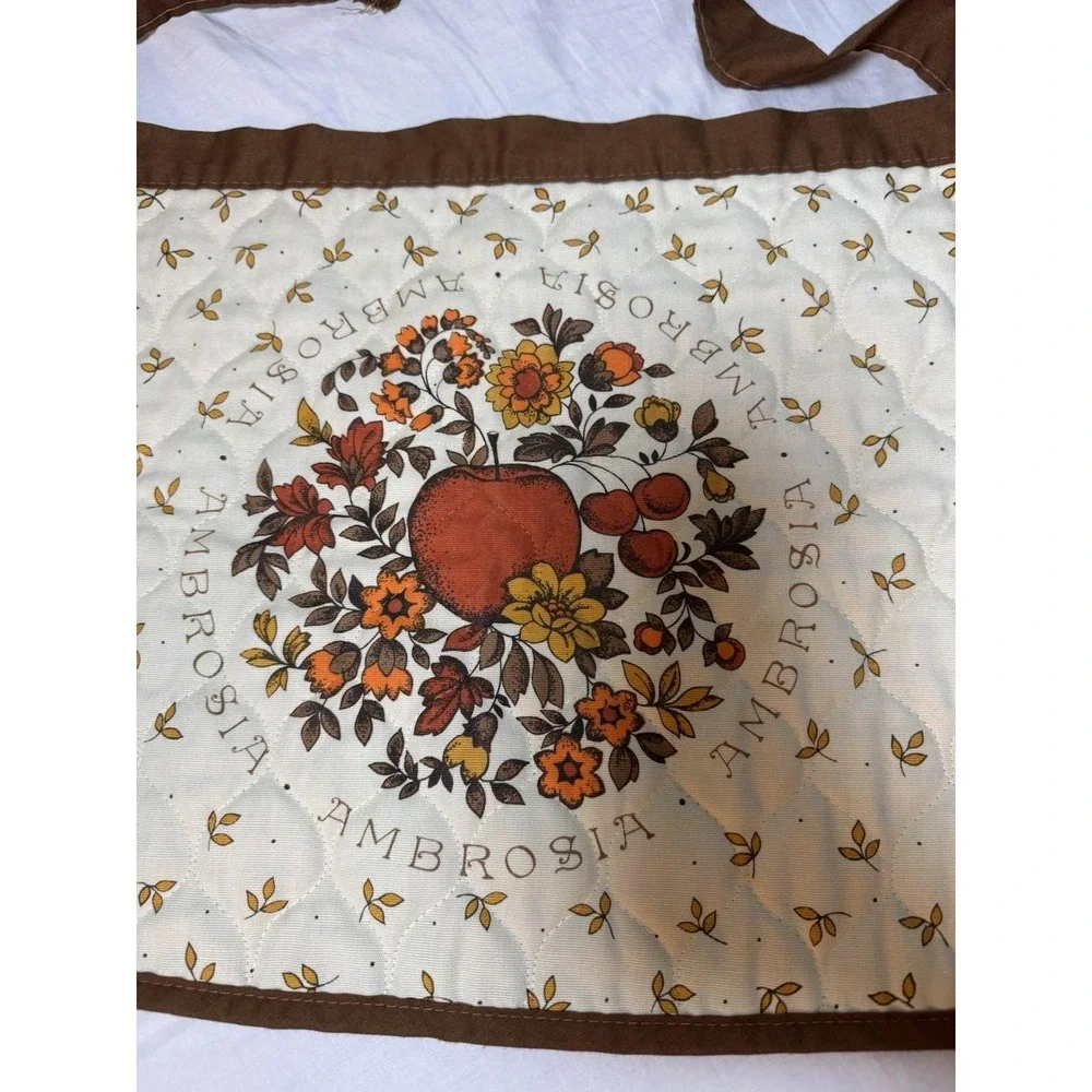 Vintage Half Apron Retro Ambrosia Apple Floral CSC 1979 Homesteading Ties